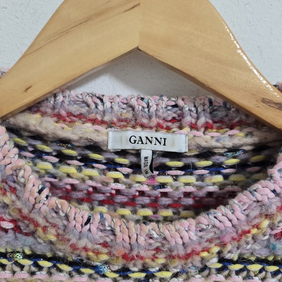 Ganni mixed knit short sleeve sweater size M - Picture 9 of 10